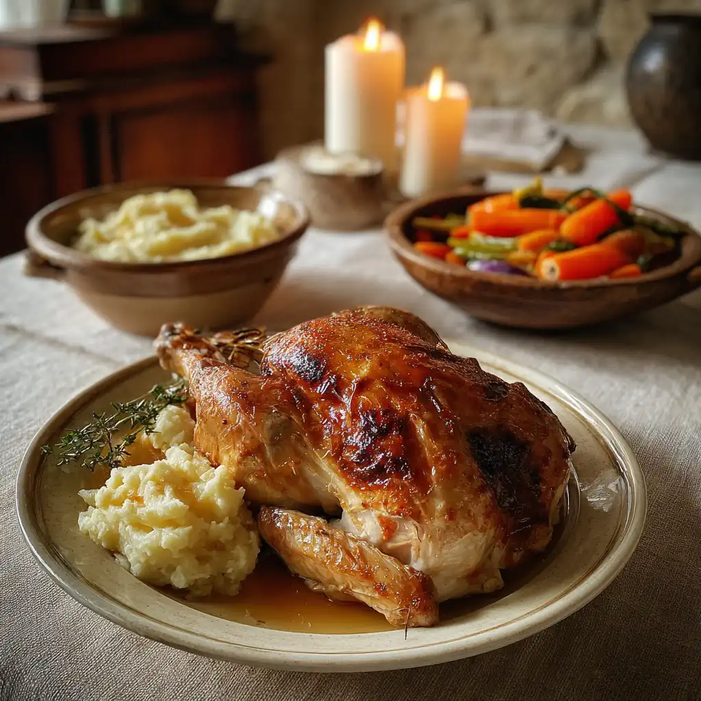 Home 4 Thanksgiving 2025 dinner table with turkey and sides