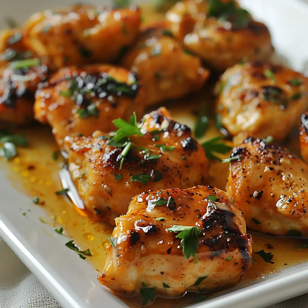 garlic butter chicken bites skillet recipe featured image