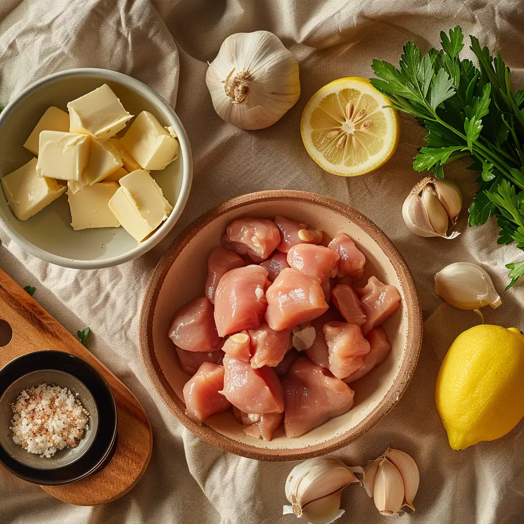garlic butter chicken bites skillet recipe ingredients
