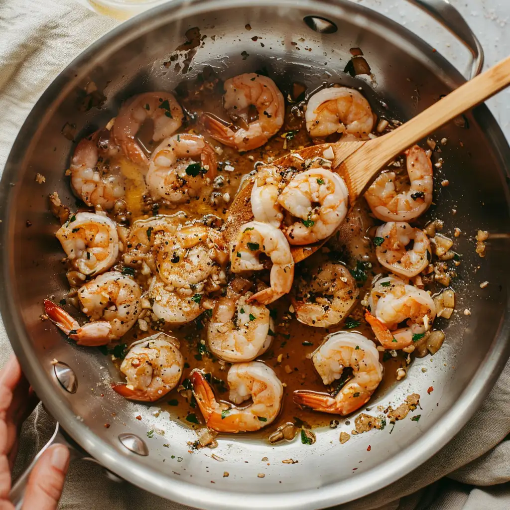 garlic butter shrimp pasta without wine recipe preparation steps