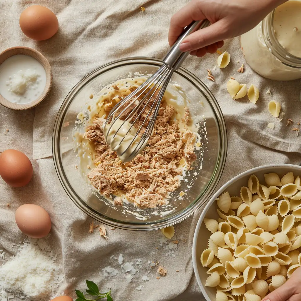 tuna pasta salad creamy recipe preparation steps