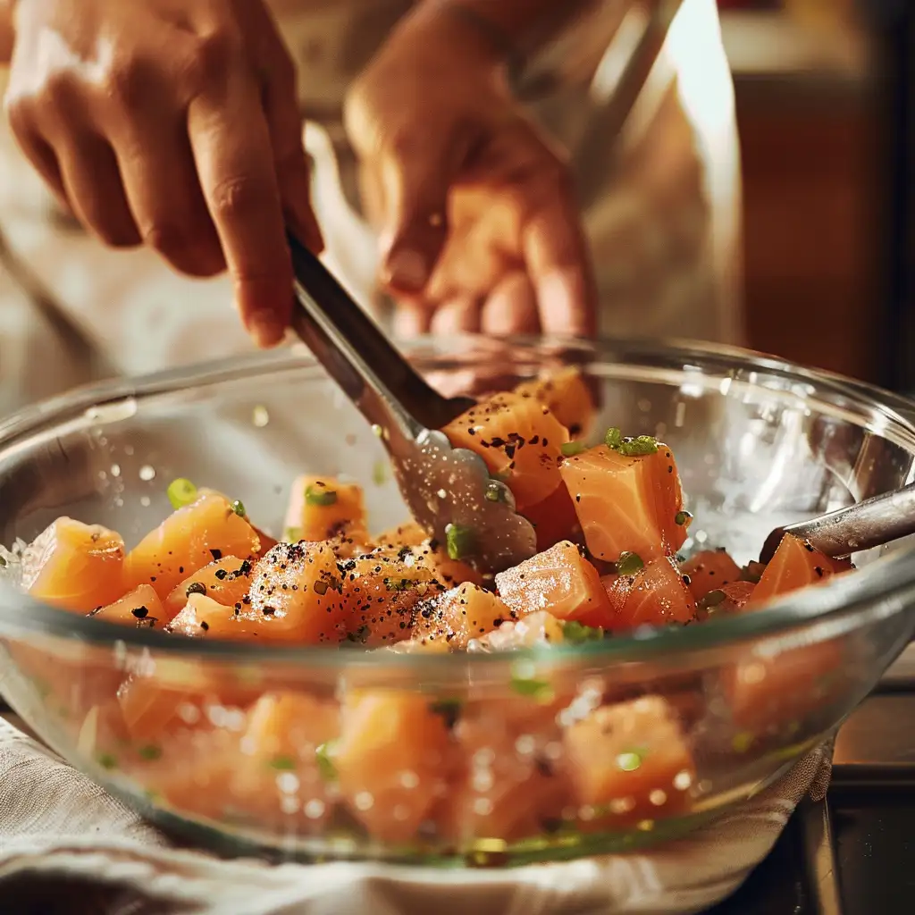 crispy air fryer salmon bites recipe preparation steps