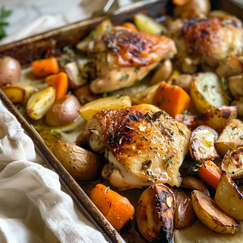 sheet pan chicken and vegetables recipe preparation steps