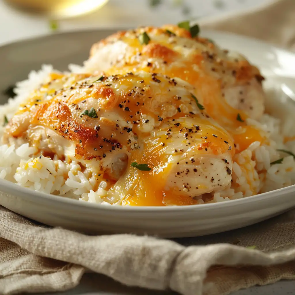 oven baked chicken and rice casserole recipe featured image