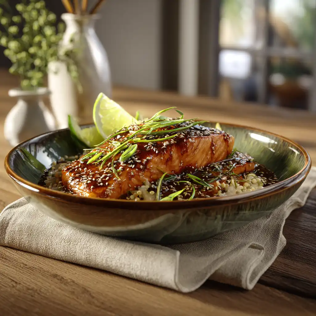 honey garlic salmon bowl final dish