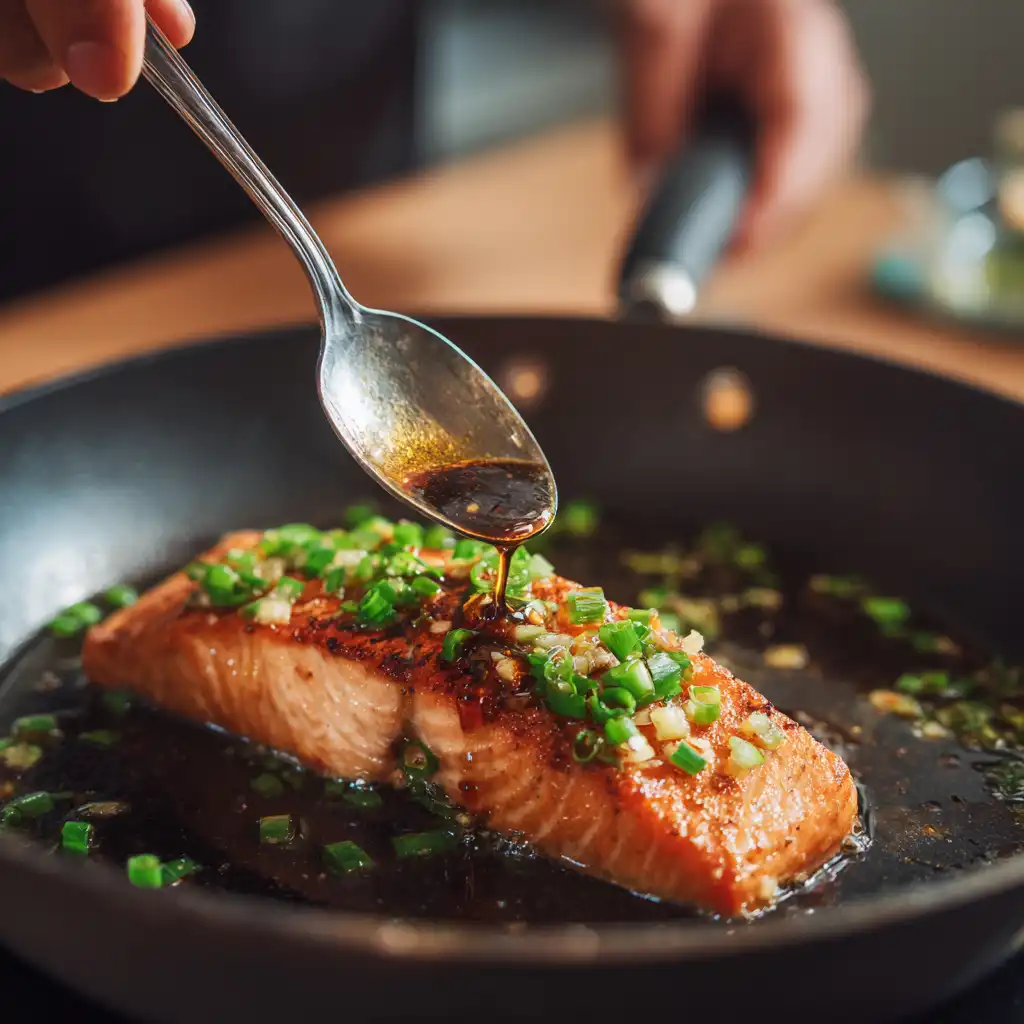 honey garlic salmon bowl preparation