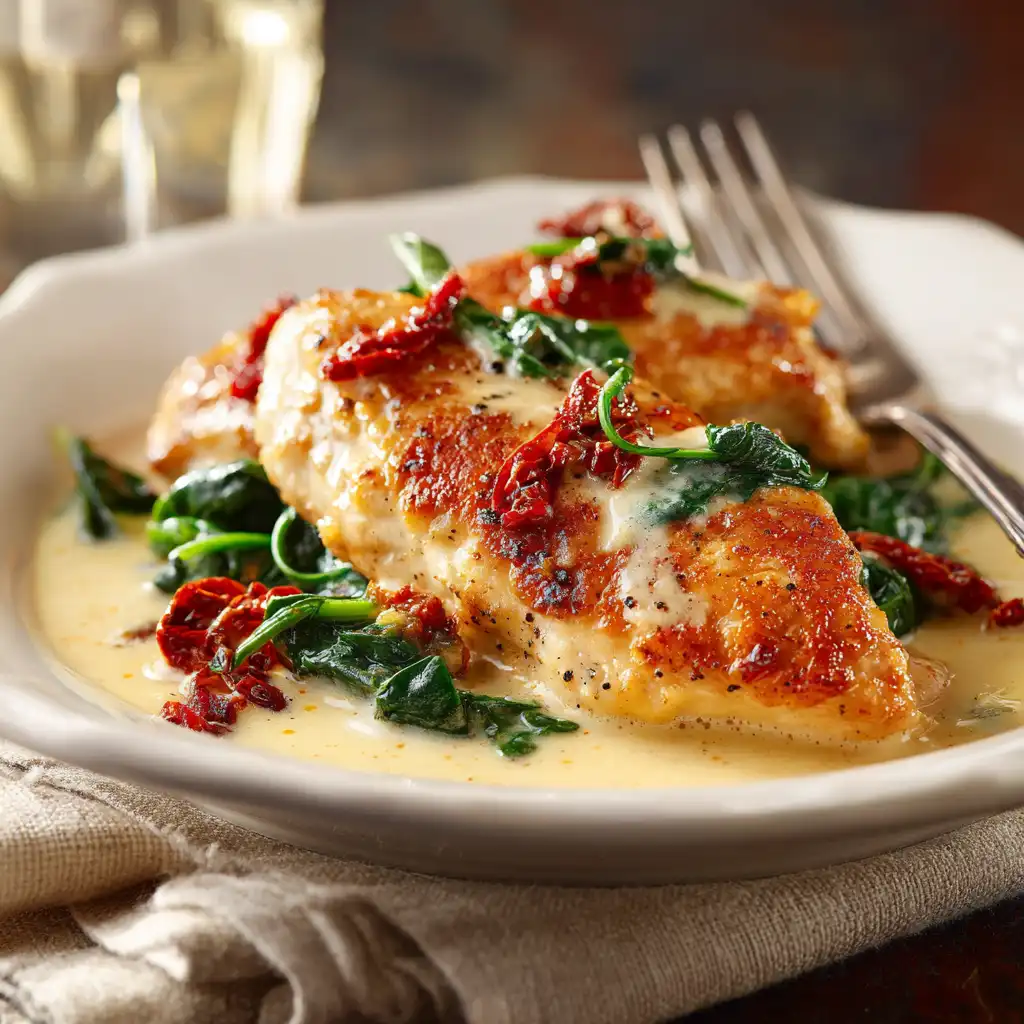 creamy tuscan chicken without wine recipe featured image