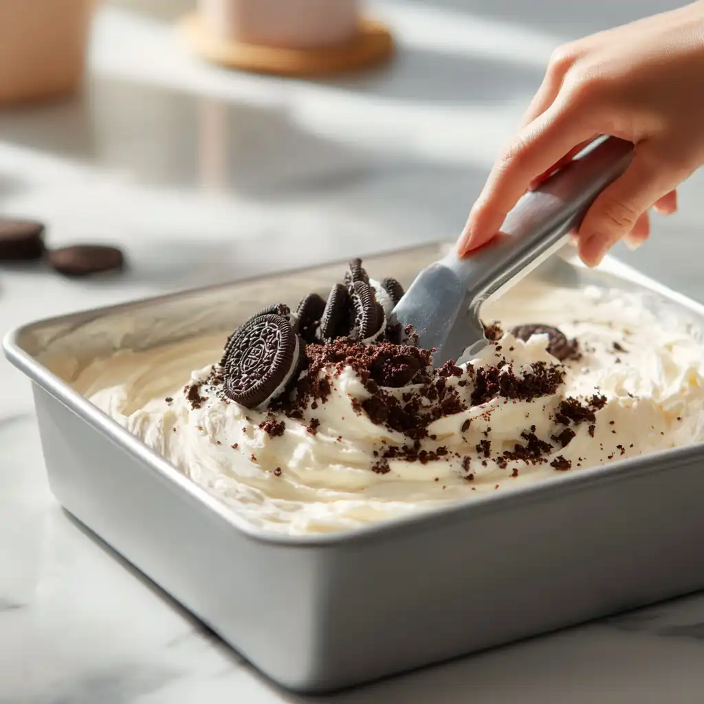 oreo cheesecake bars preparation