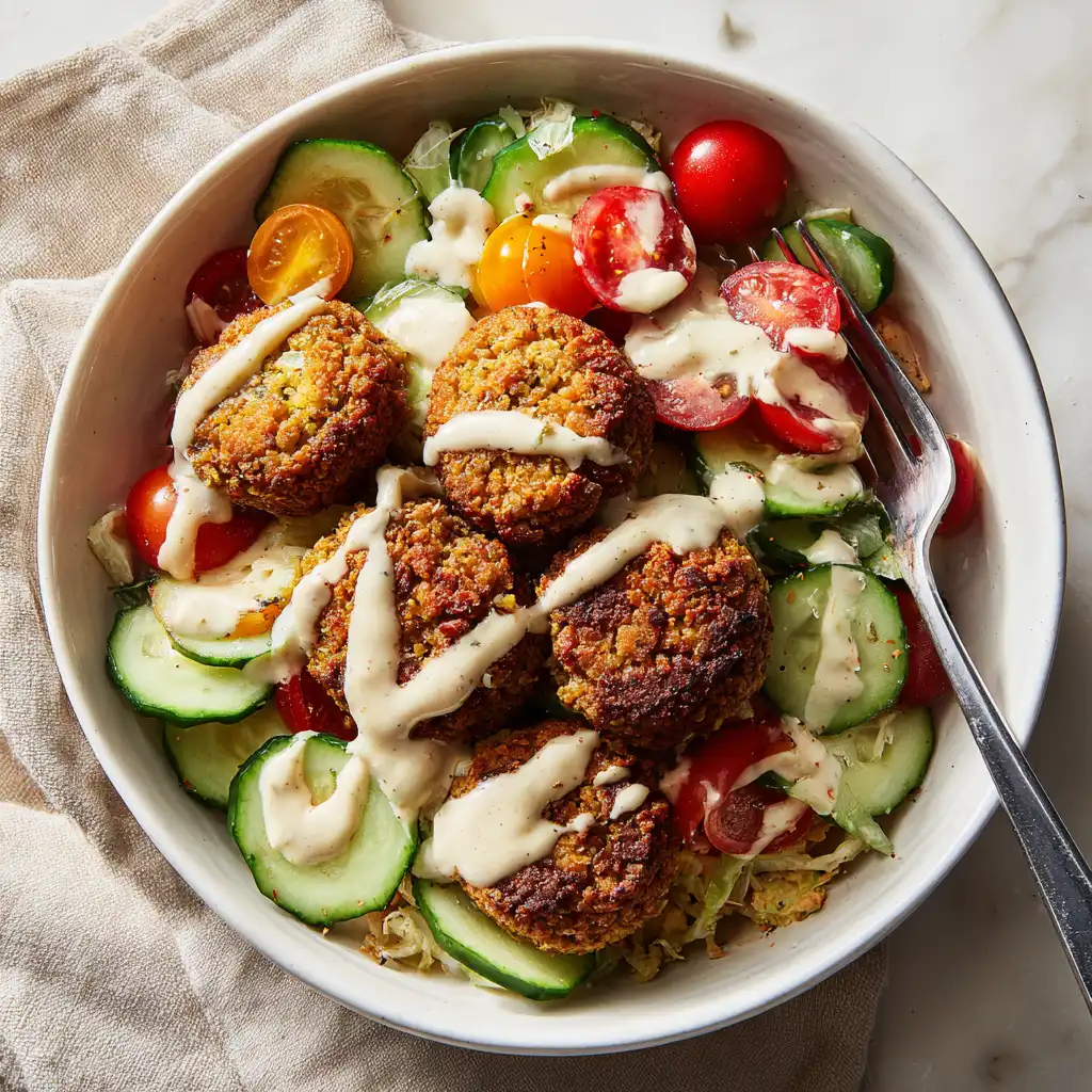 falafel bowl with tahini sauce recipe featured image