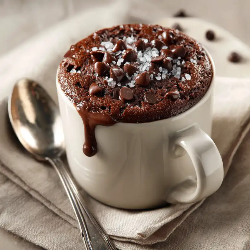 chocolate mug cake microwave recipe featured image