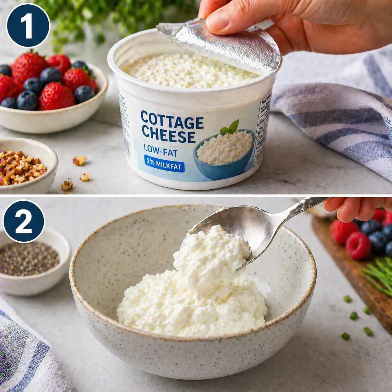 cottage cheese breakfast healthy recipe preparation step 1