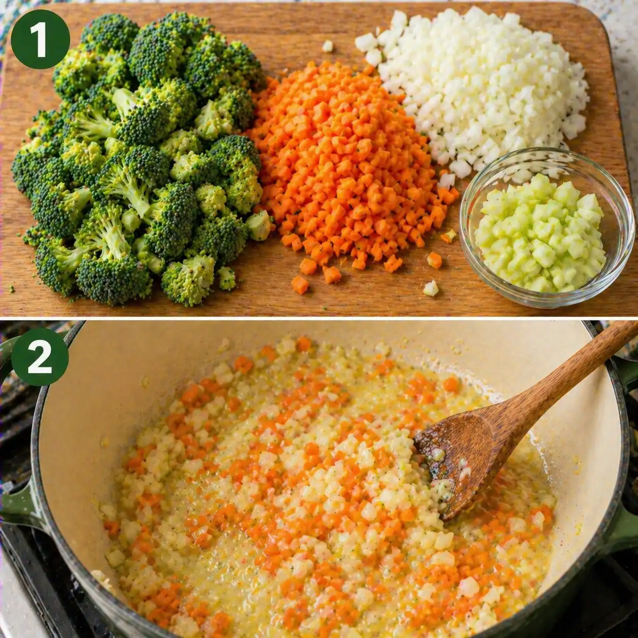broccoli cheddar soup preparation