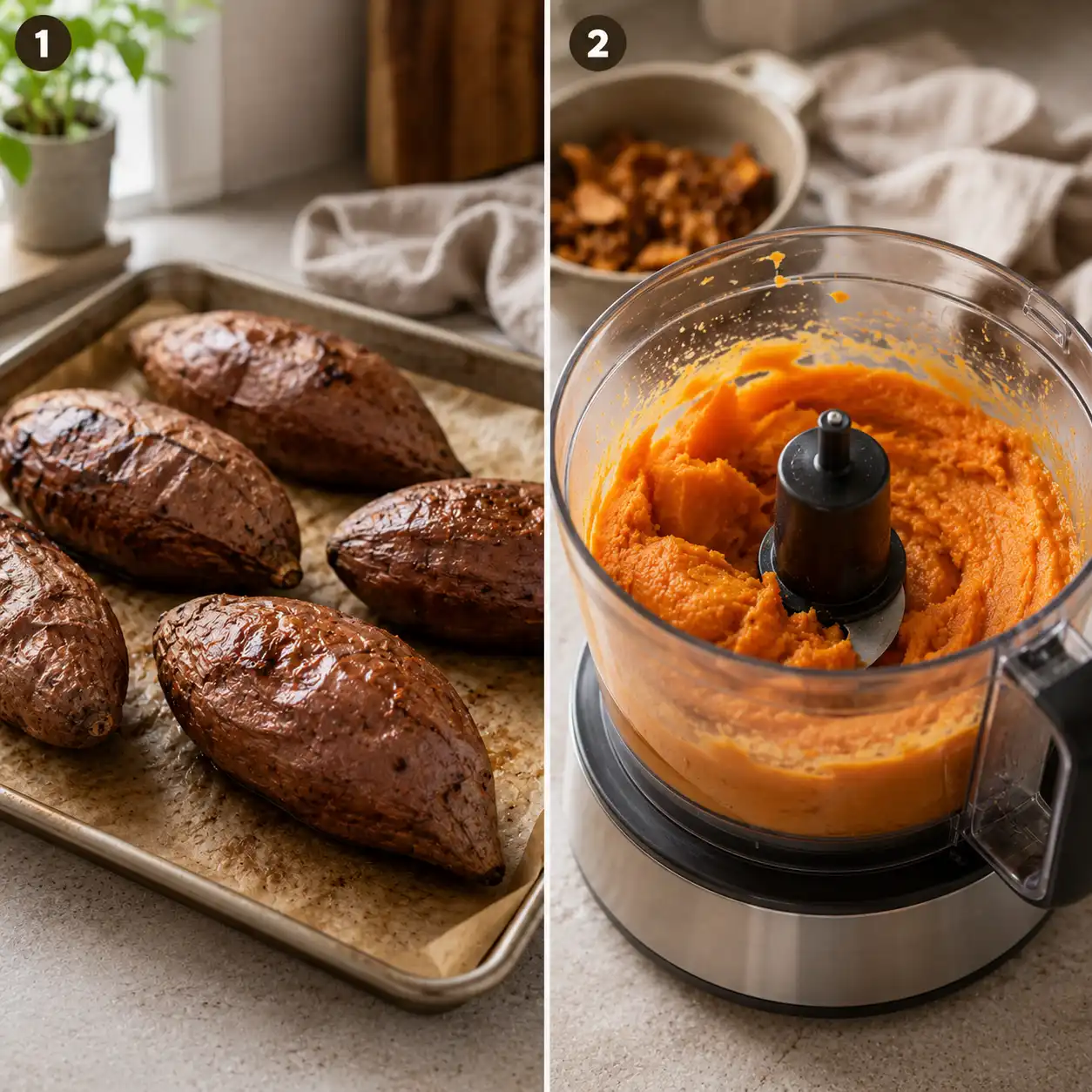 fudgy sweet potato brownies preparation