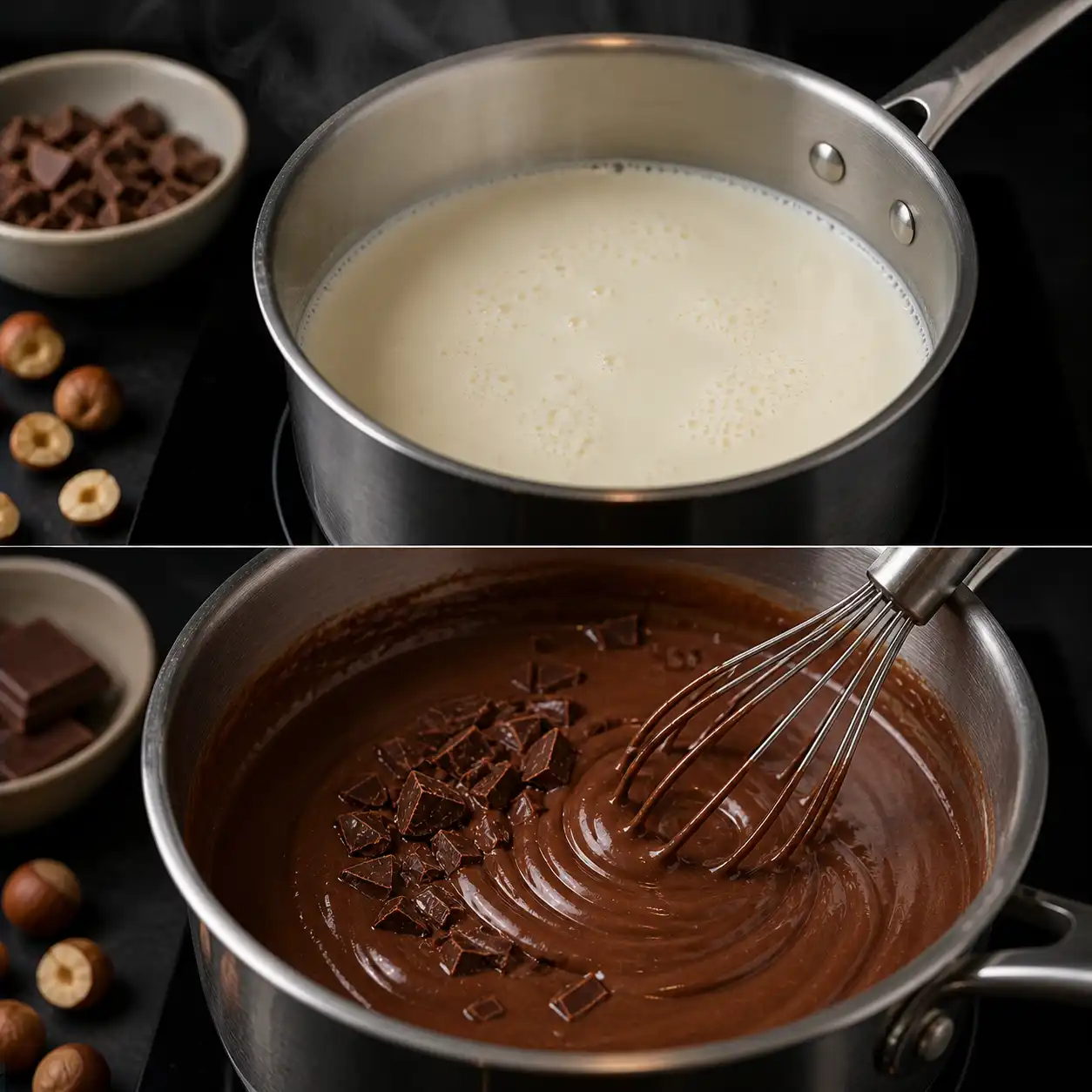 homemade gianduja budino preparation