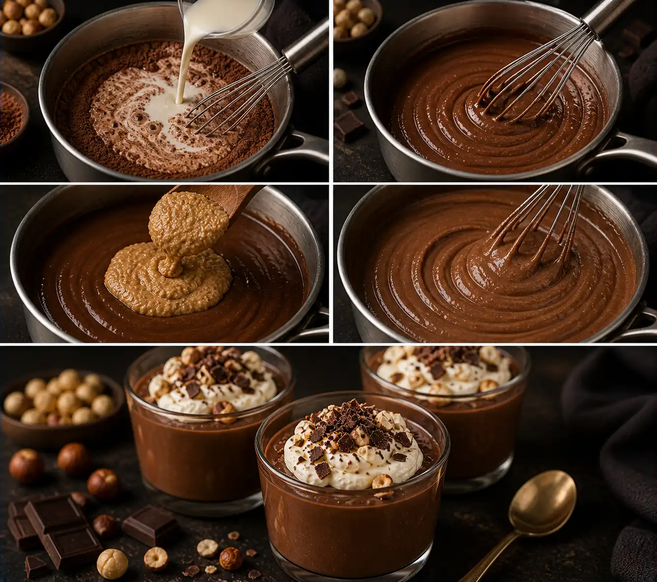 Italian chocolate hazelnut pudding final dish