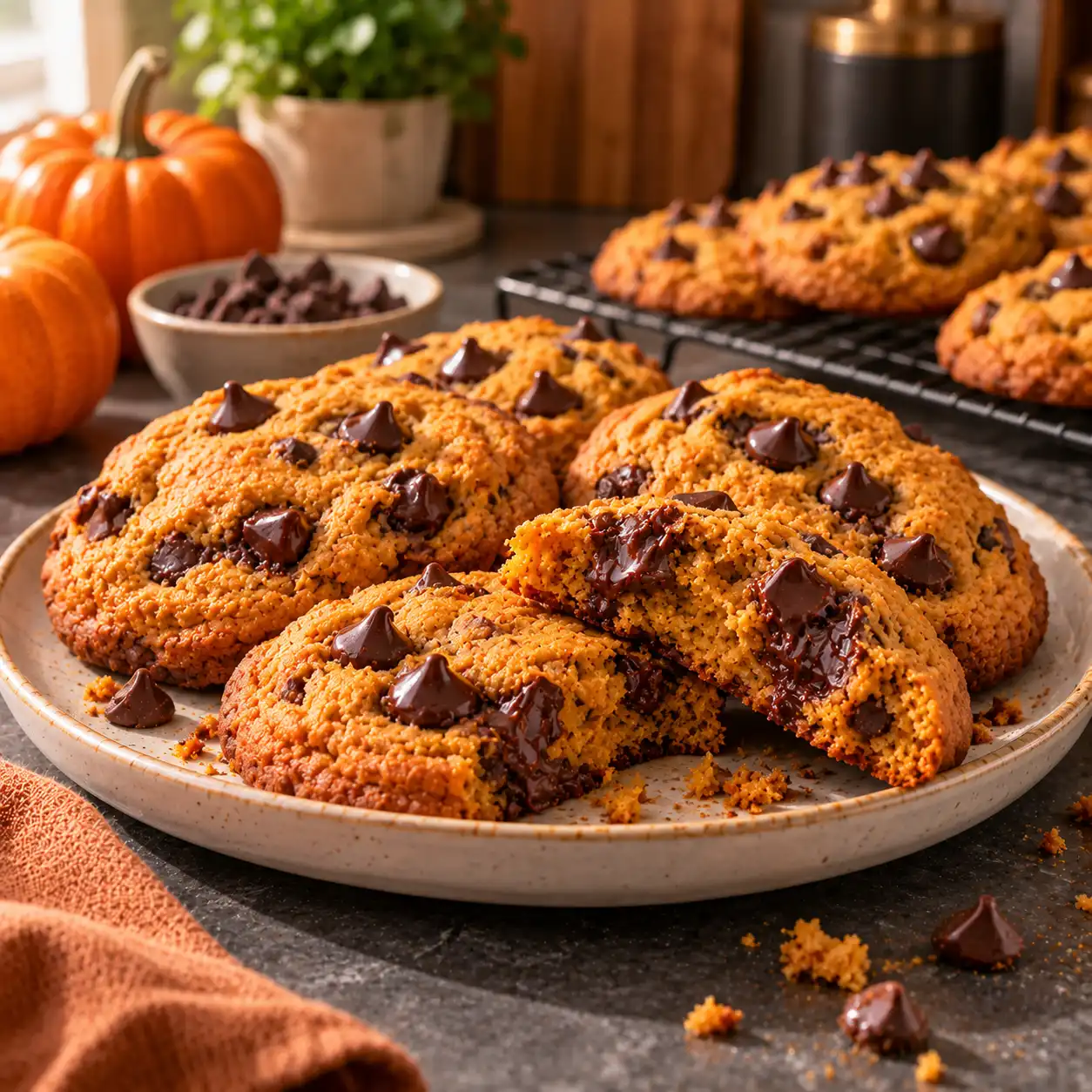 chewy pumpkin chocolate chip cookies recipe featured image