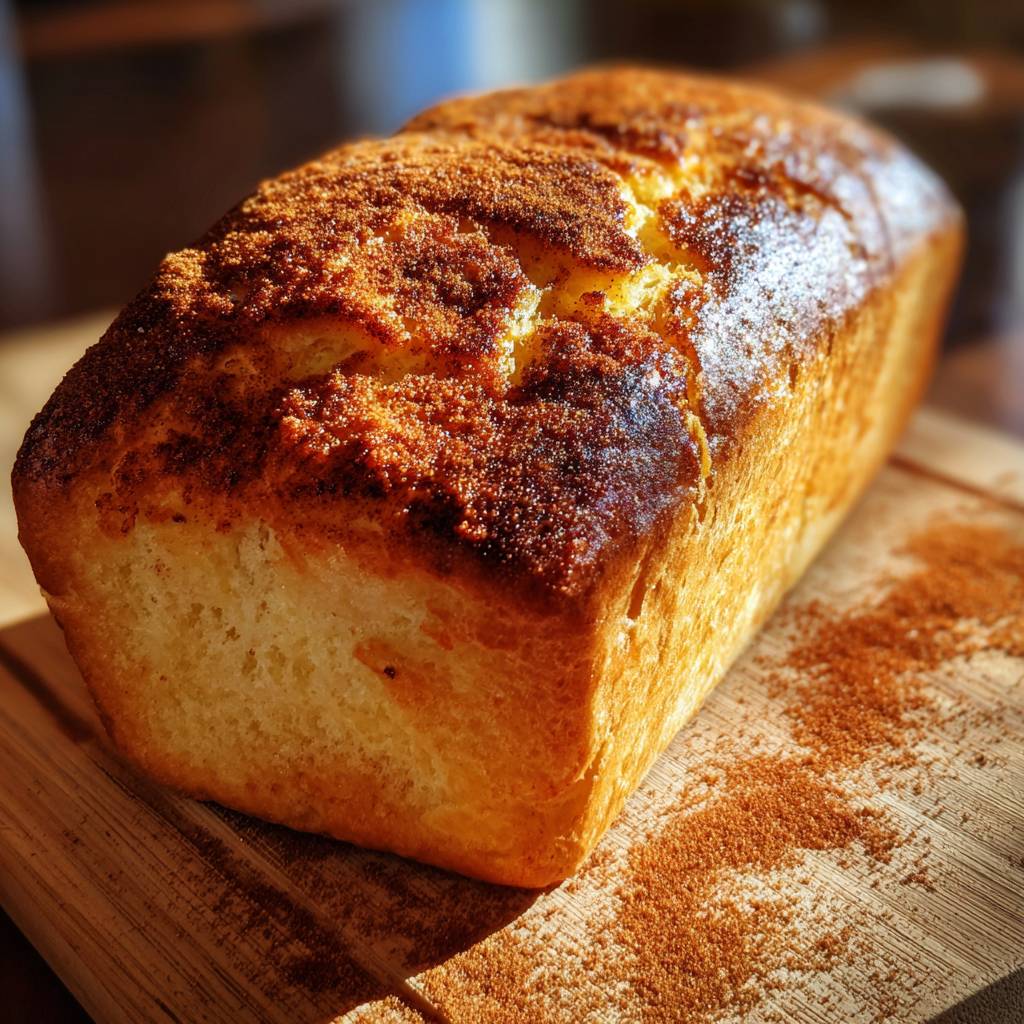 Amish cinnamon bread on wooden board