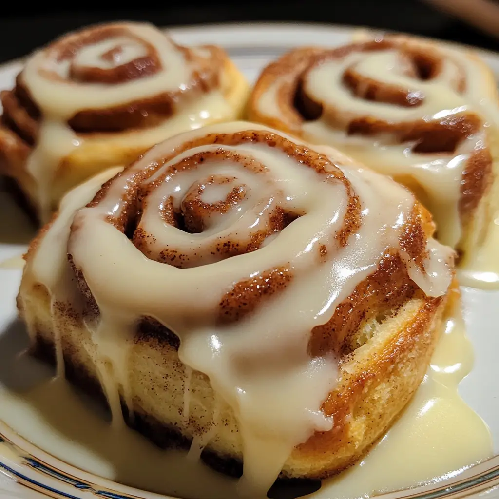 Cinnamon rolls with heavy whipping cream and icing