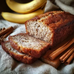 Freshly sliced banana cinnamon bread loaf on wooden board