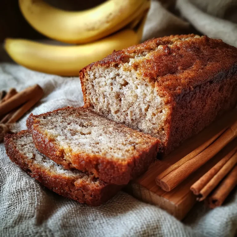Freshly sliced banana cinnamon bread loaf on wooden board
