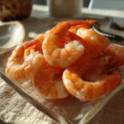 Close-up of Aldi shrimp frozen packaging