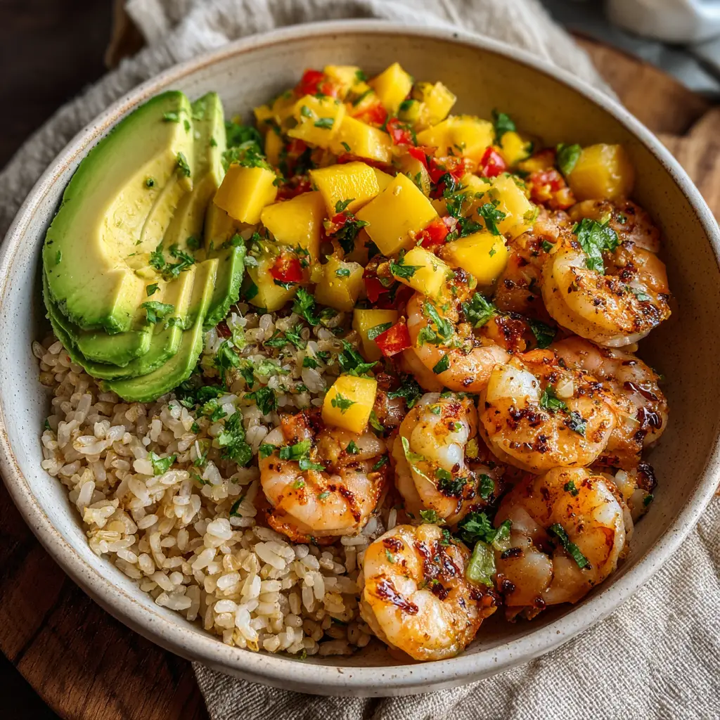 healthy hawaiian garlic shrimp bowl 3