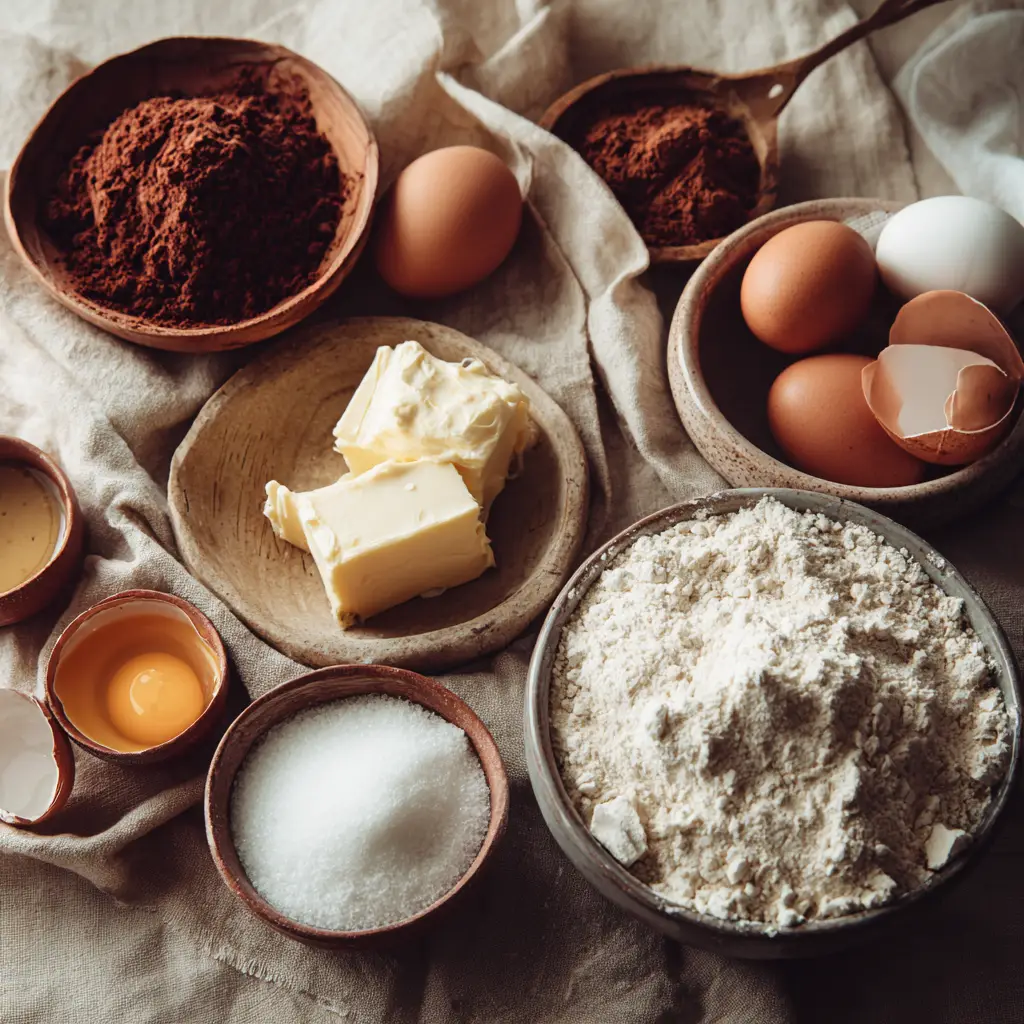 Ingredients for homemade cream cheese brownies