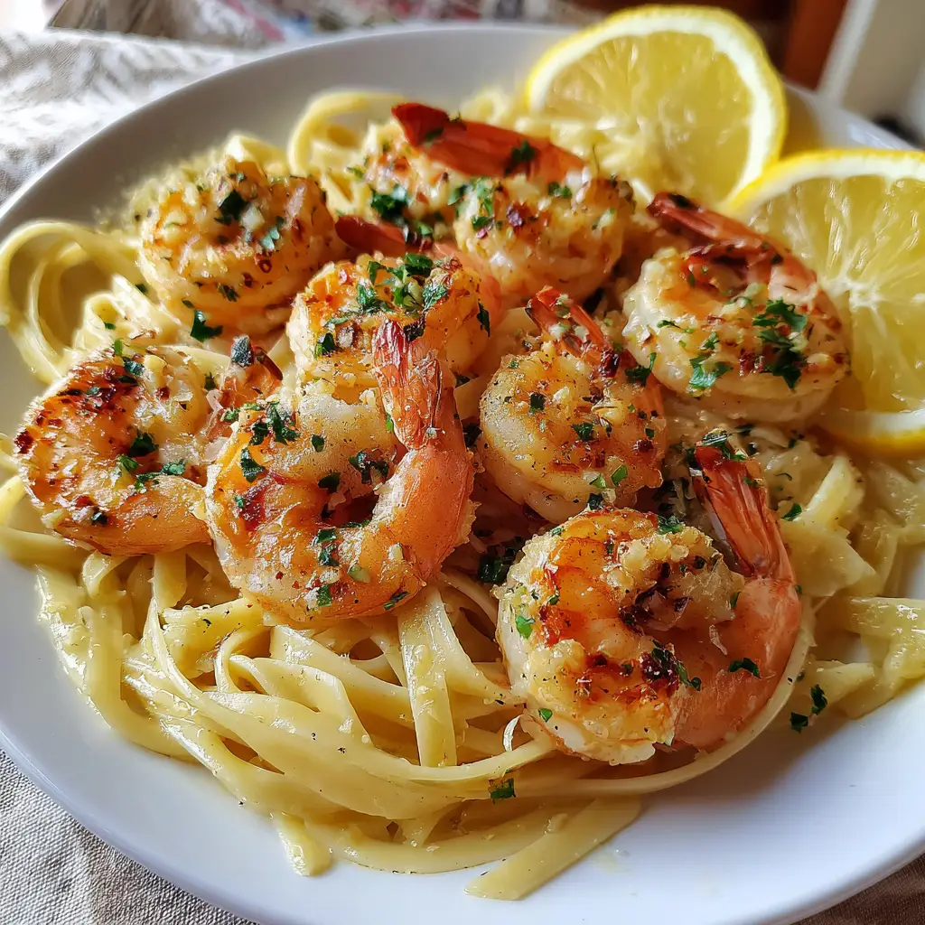 frozen shrimp scampi over linguine with garlic butter sauce