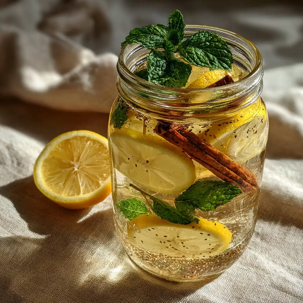 homemade tirzepatide-style wellness drink with lemon and cinnamon