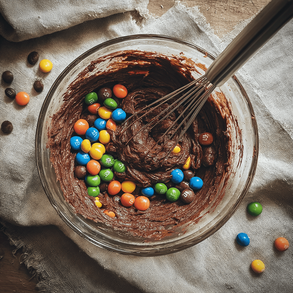 chocolate brownies with M&Ms