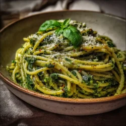 one pot green pasta with spinach and basil