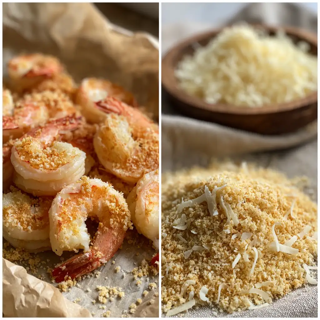 Shrimp coated in flour, egg, and coconut panko mix
