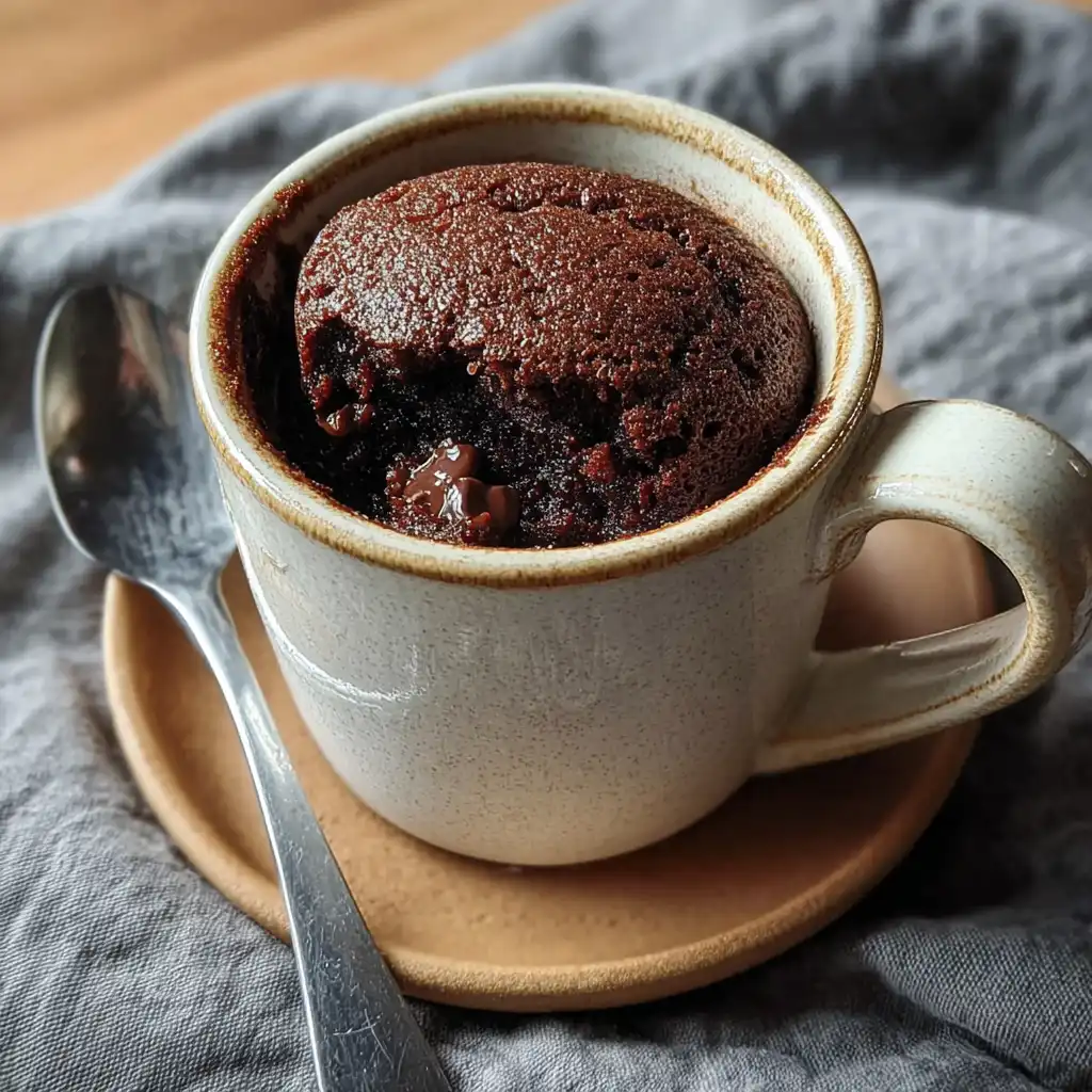 Chocolate brownie baked in a mug
