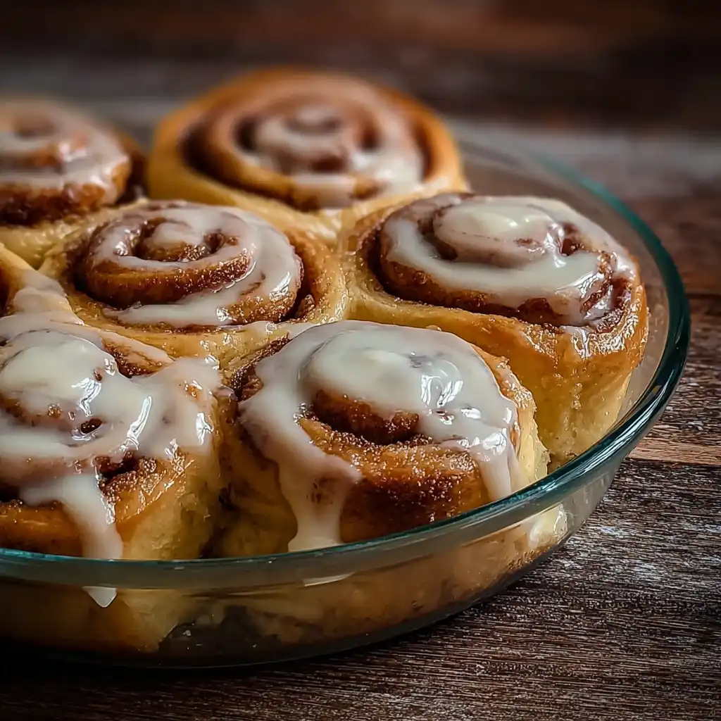 Cinnamon rolls baked with heavy cream