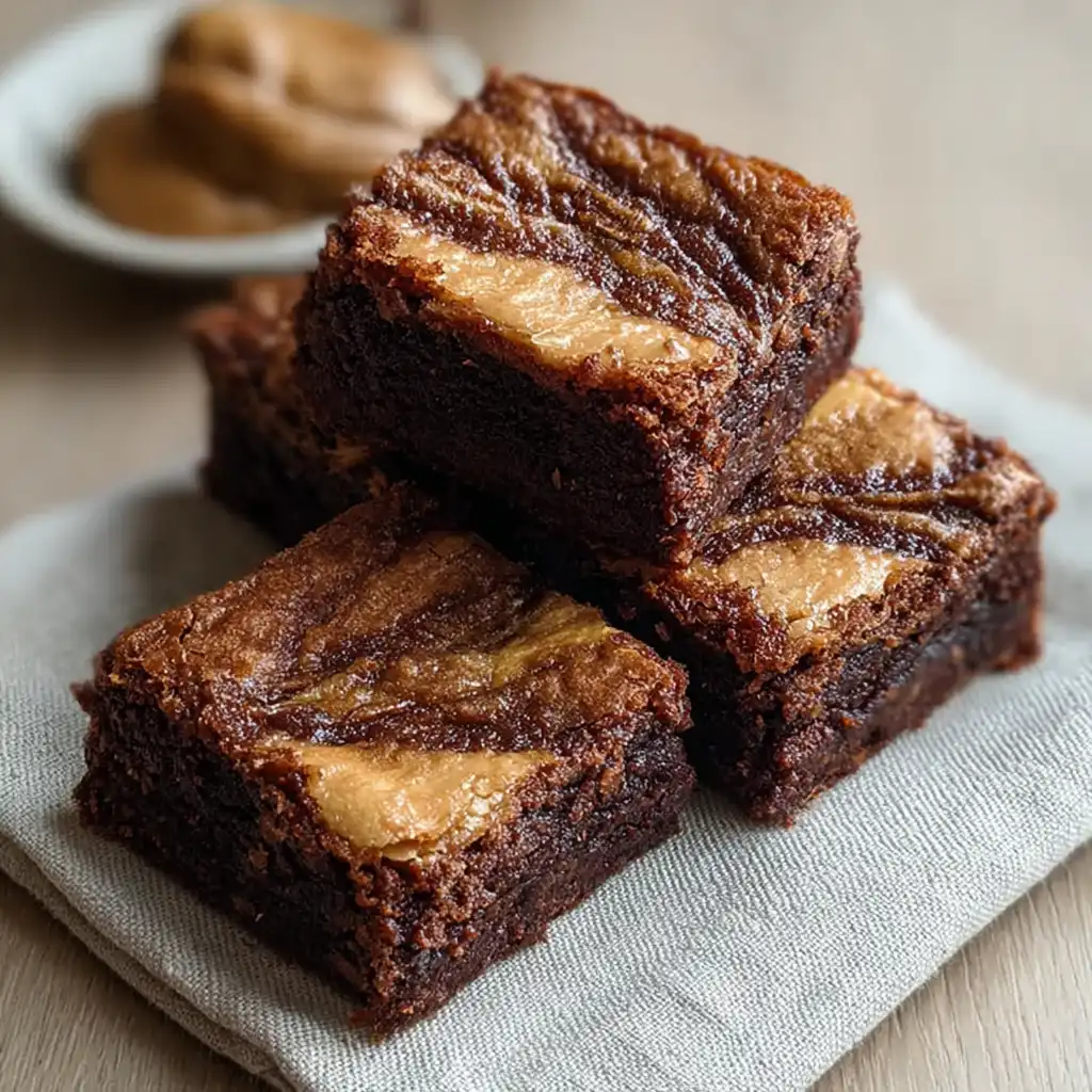Peanut butter swirl brownies with gooey center