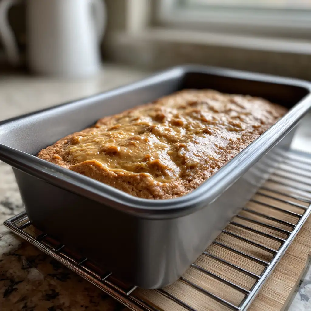 Banana bread brownies baking in oven pan