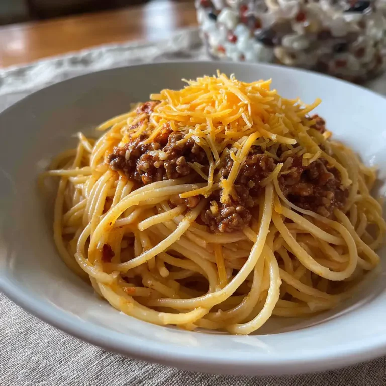 Cowboy spaghetti with rich sauce and cheese