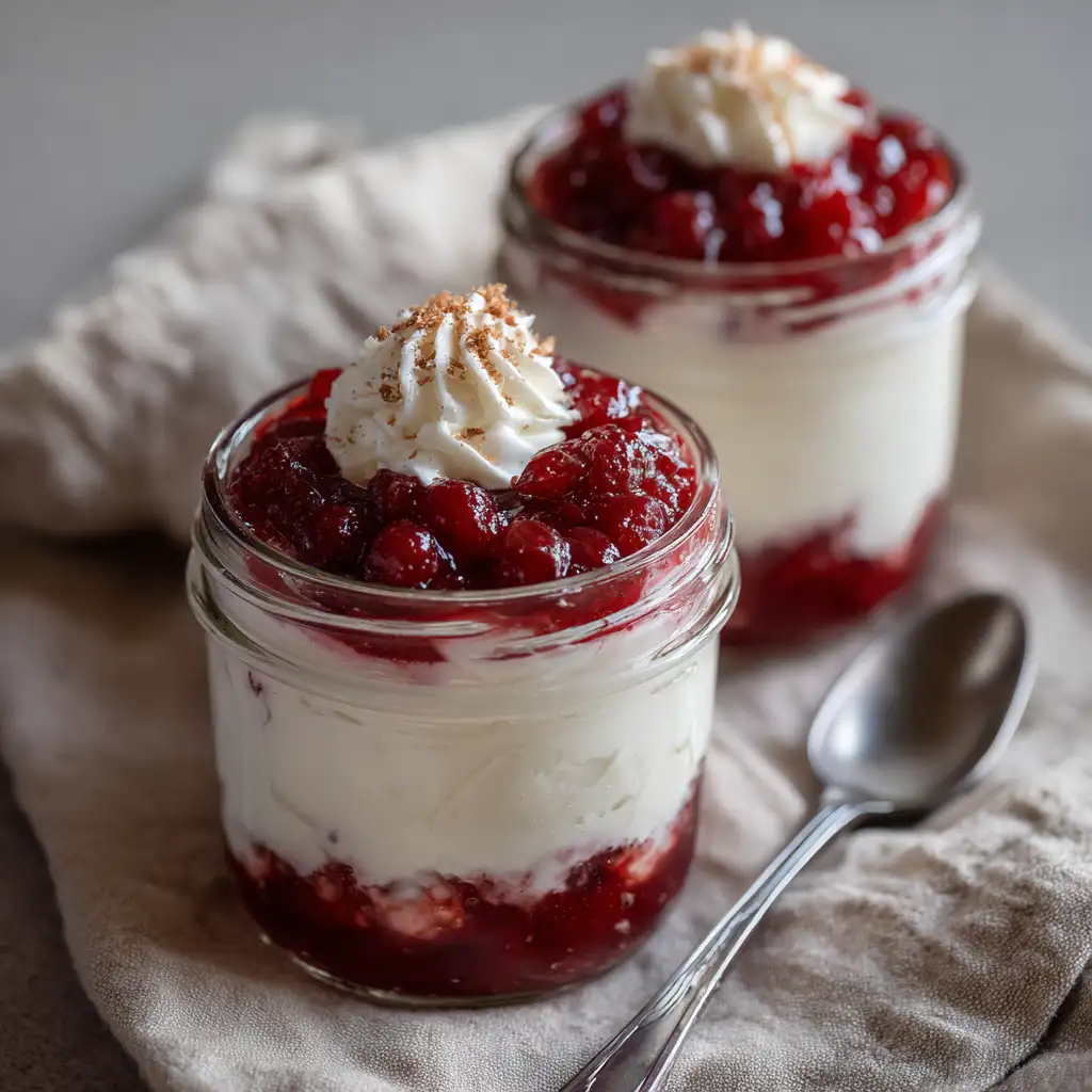 Cranberry parfaits in mason jars