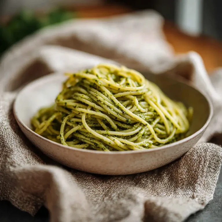 Reheating green spaghetti with pesto sauce