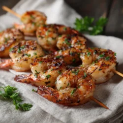 Grilled shrimp skewers with lemon