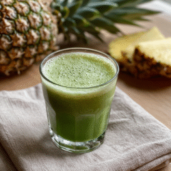 Moringa smoothie with pineapple in glass