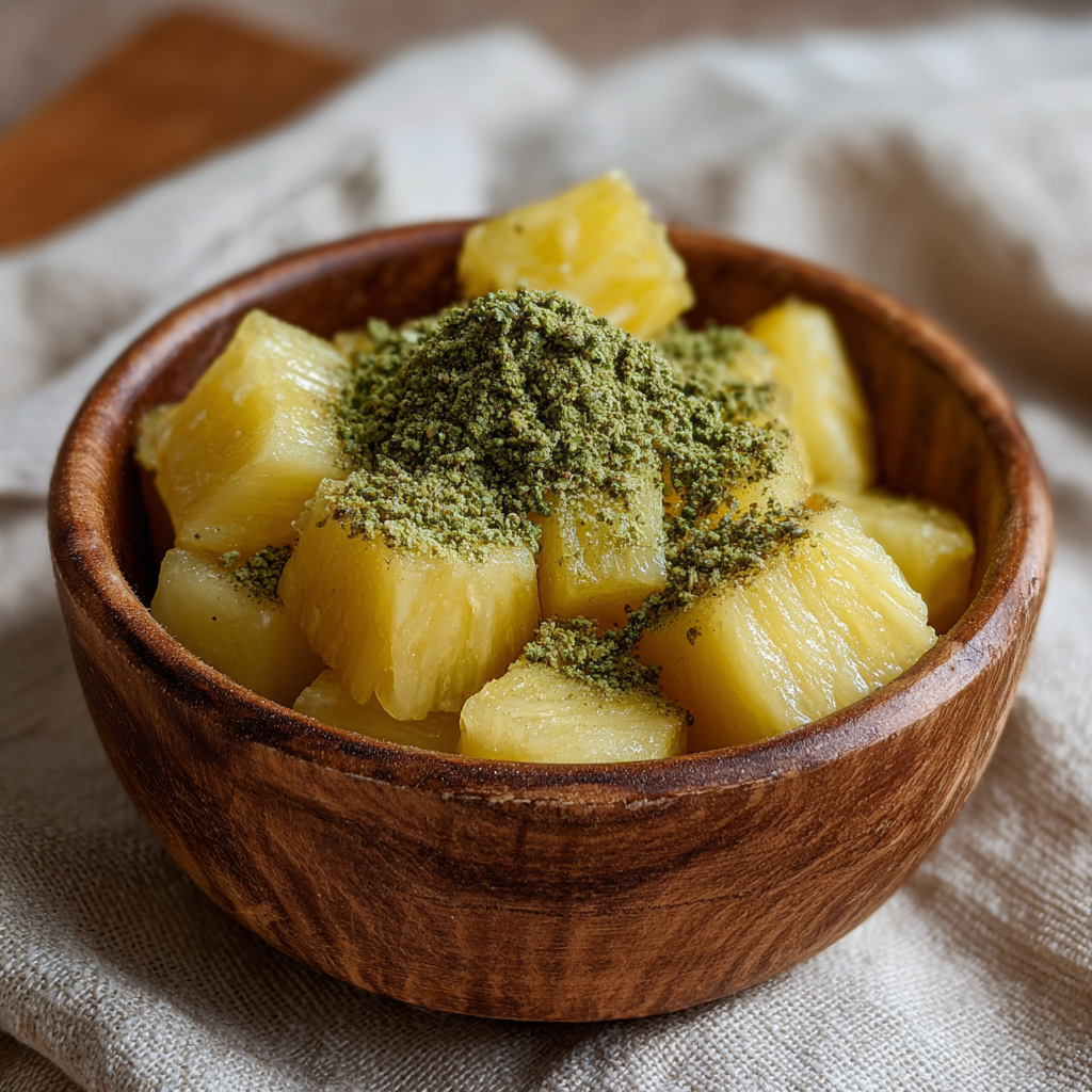 Pineapple chunks with moringa powder