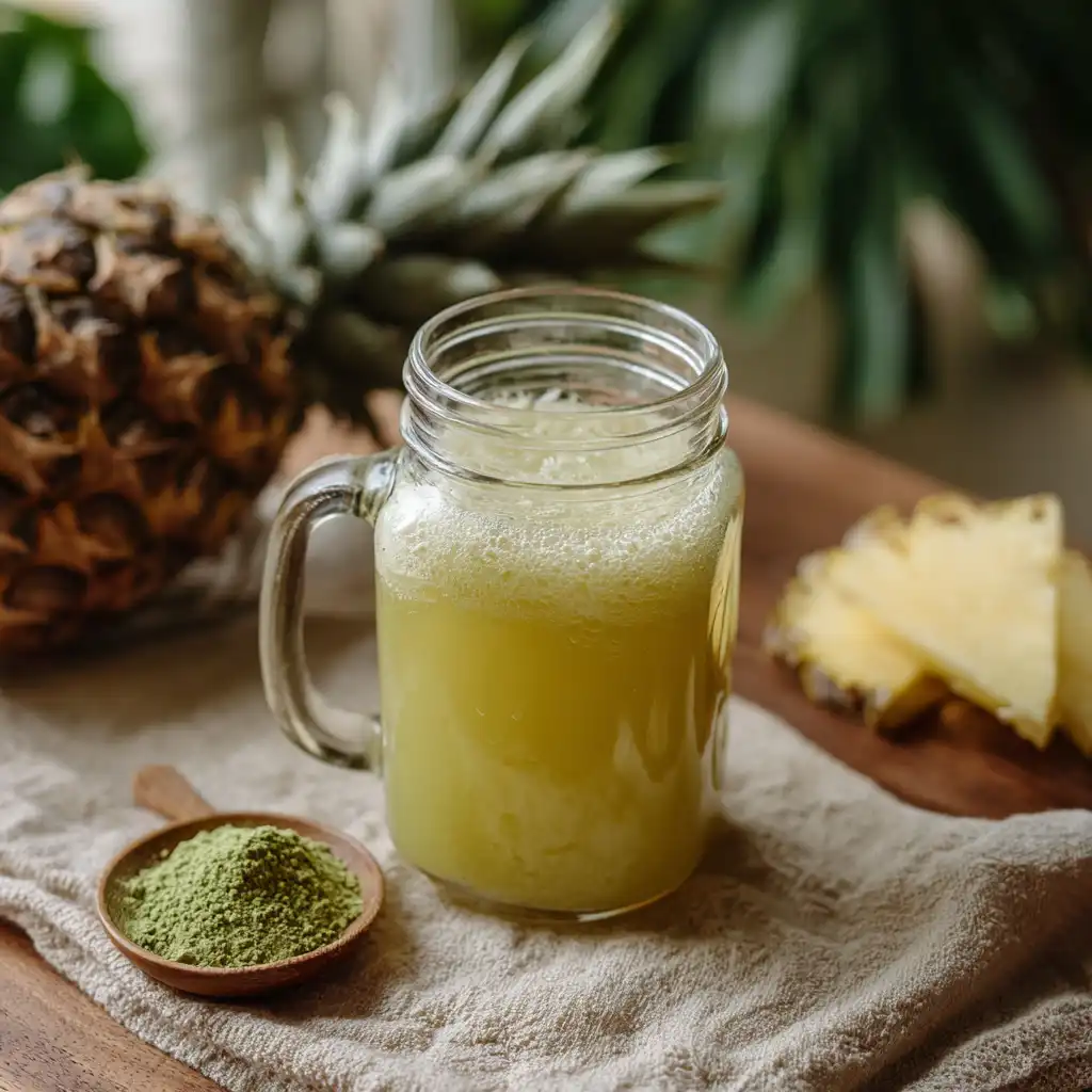 Fruit-based lymphatic drainage drink recipe with pineapple and moringa