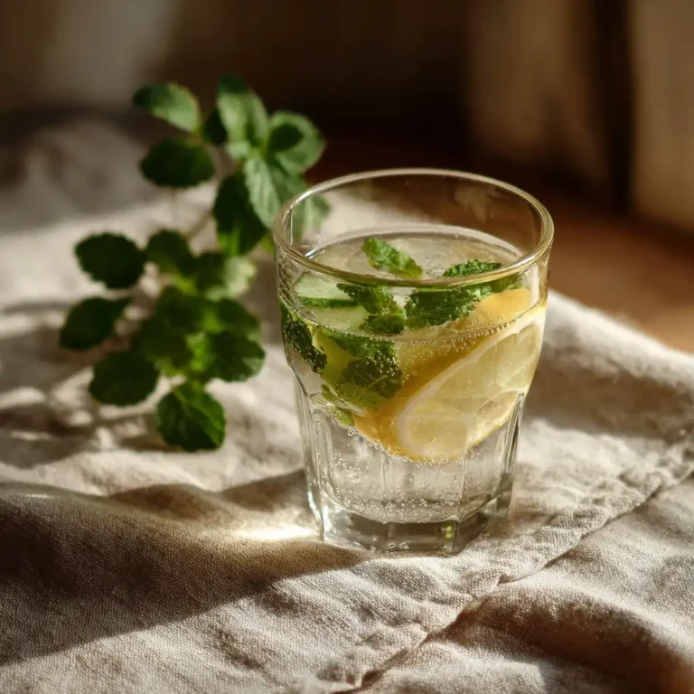 Lymphatic drainage drink recipe with lemon cucumber and mint