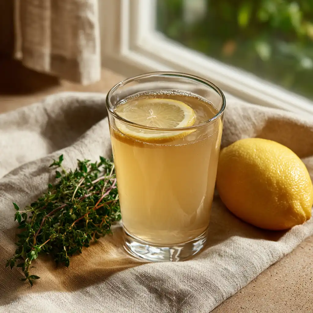 Lymphatic drainage drink recipe detox glass with lemon and herbs