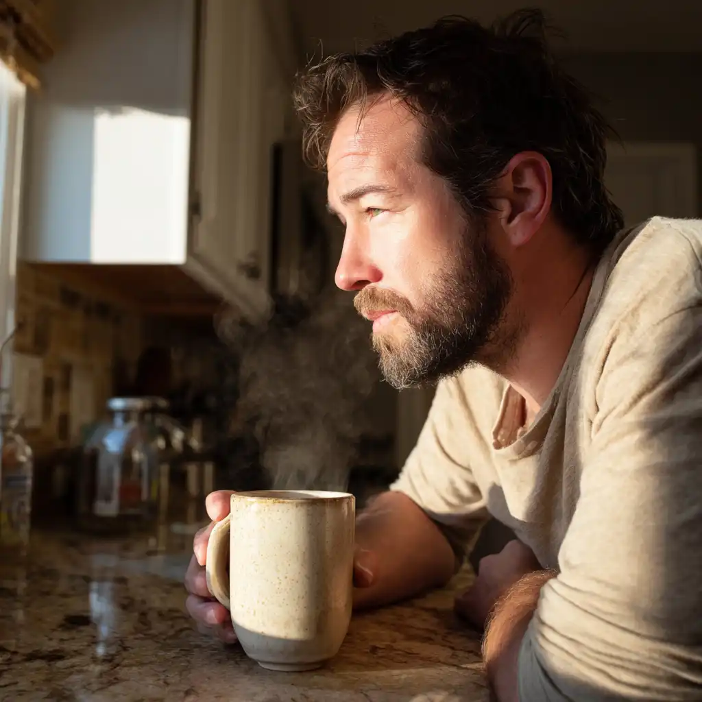 Person drinking belly fat drink recipe in morning light