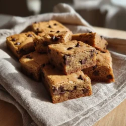 Freshly baked chocolate chip cookie bars cut into squares