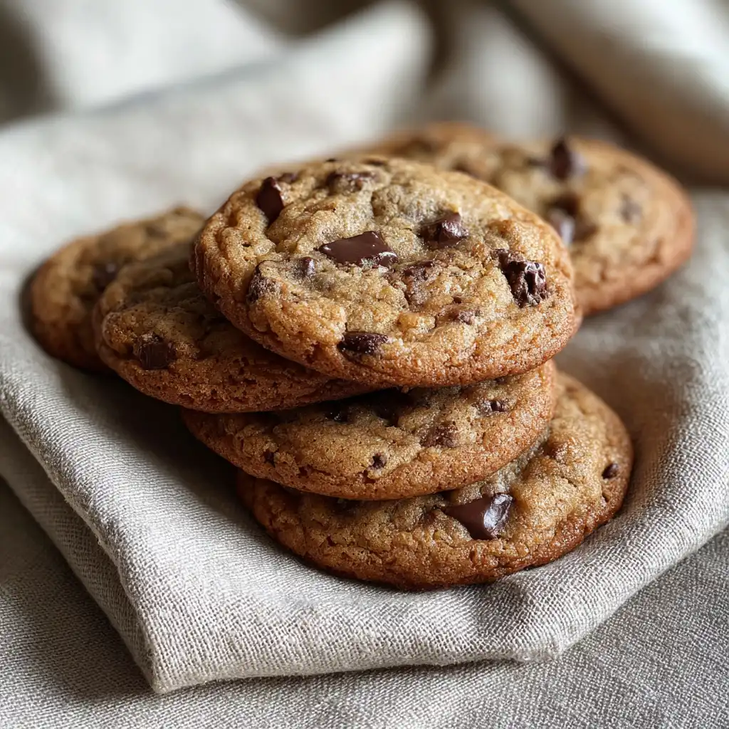 Stack of chewy chocolate chip cookies