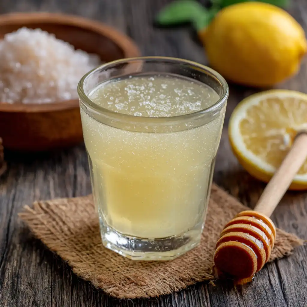 Lemon and sea salt hydration drink with honey