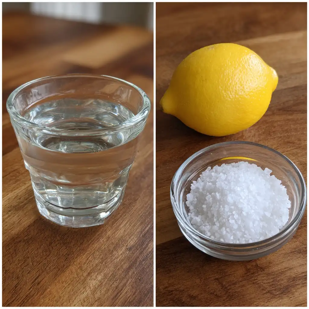 Preparing a homemade electrolyte drink with sea salt and lemon